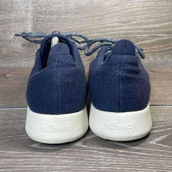 Allbirds Merino Wool Runners Mens Size 11 Tuke Midnight Cream Sneakers - Picture 4 of 12